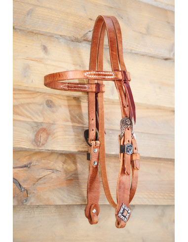 DIAMOND - FLORAL BROWBAND HEADSTALLS HERMANN OAK HARNESS