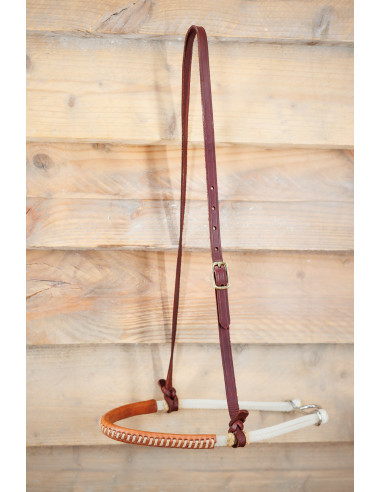 DOUBLE ROPE LEATHER AND RAWHIDE NOSEBAND